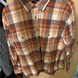Men’s Abercrombie Orange Vintage Plaid Button-Up Shirt